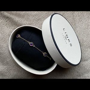 NEW Gold Links of London Bracelet, purple gems